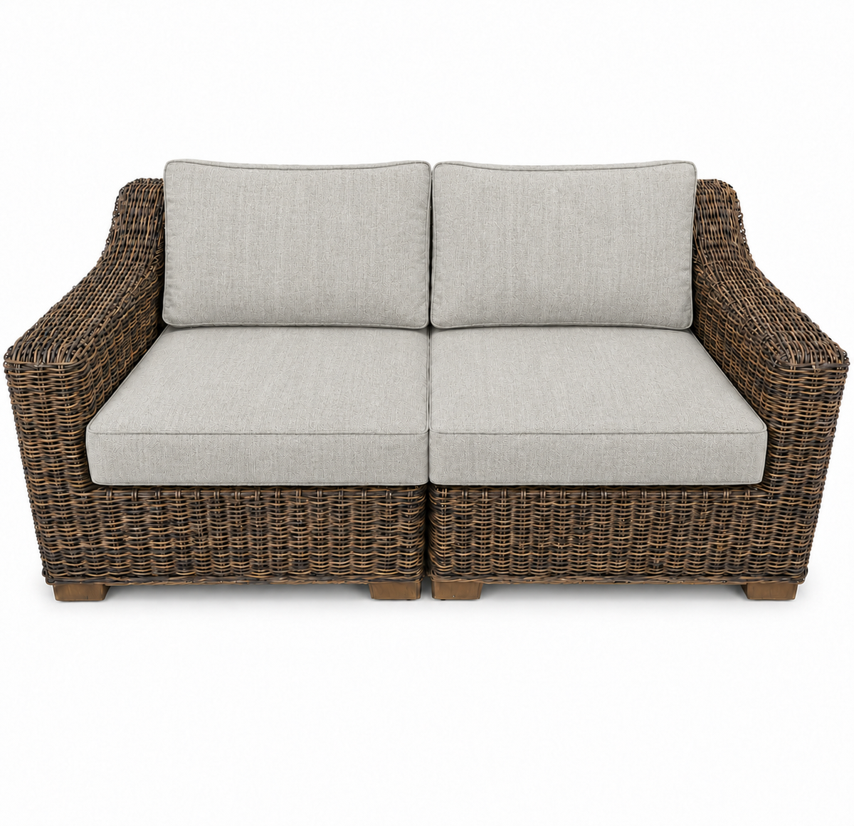 Seacoast – Outdoor Loveseat in brown wicker, Canvas Granite (5402)