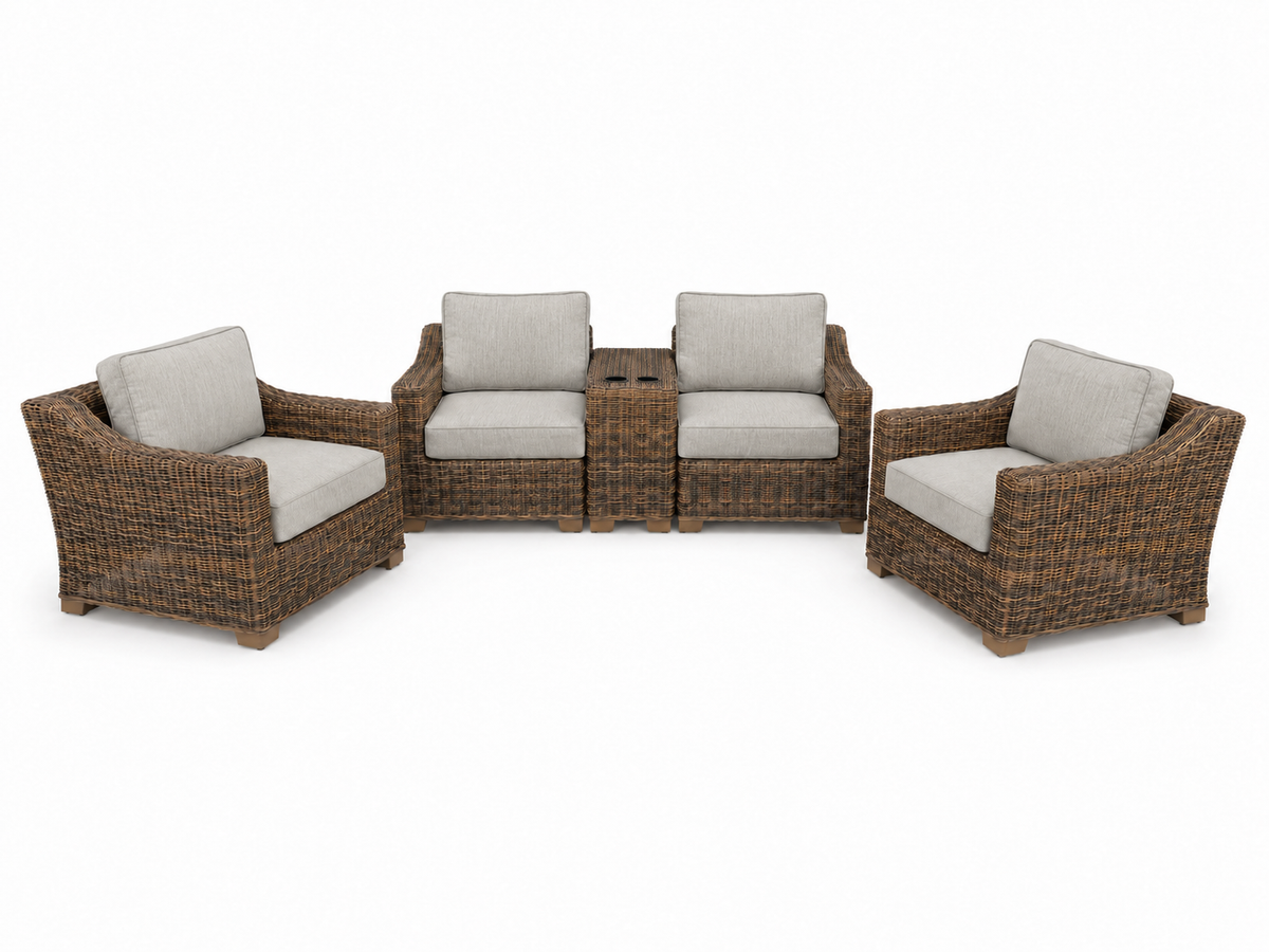 Seacoast – Loveseat Set in brown wicker, Canvas Granite (5402)