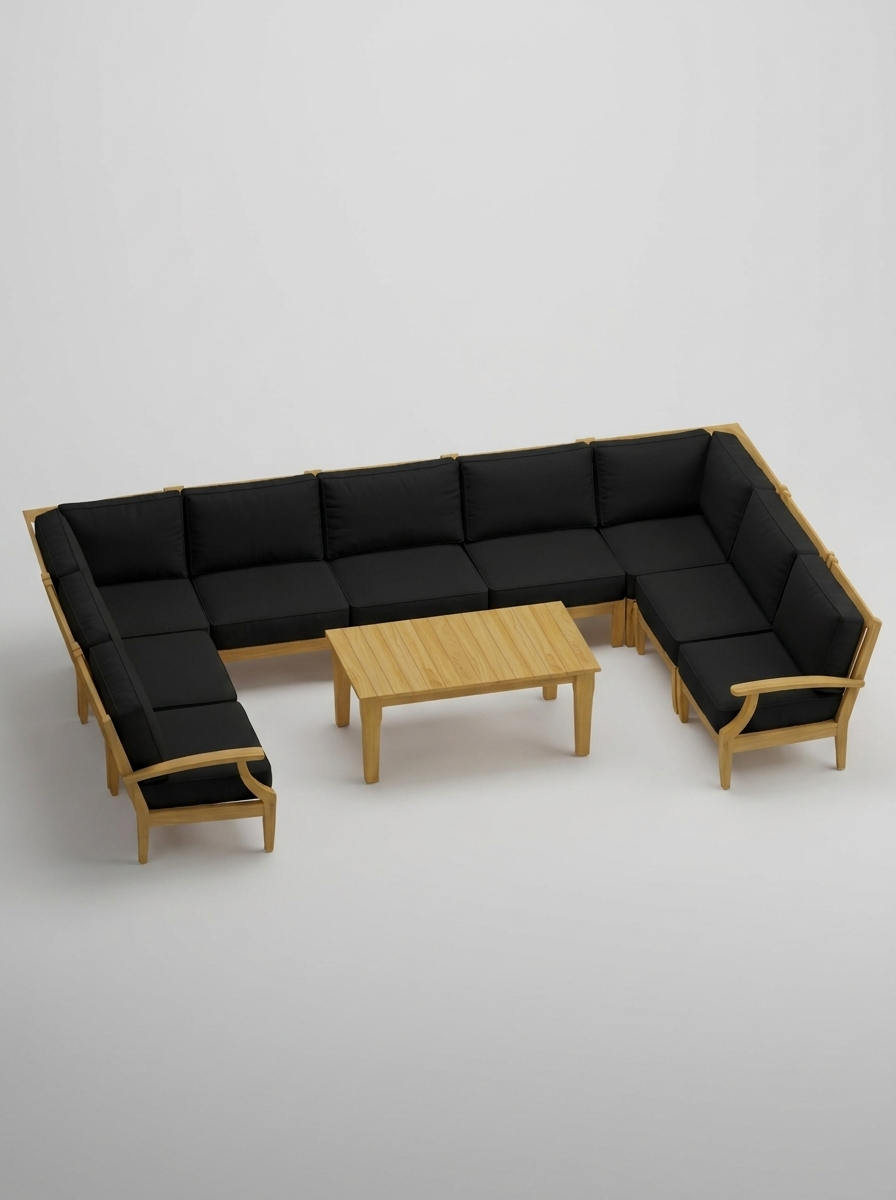 10A Mila U Sectional 10pc - Canvas Black - Jrs Patio San Diego