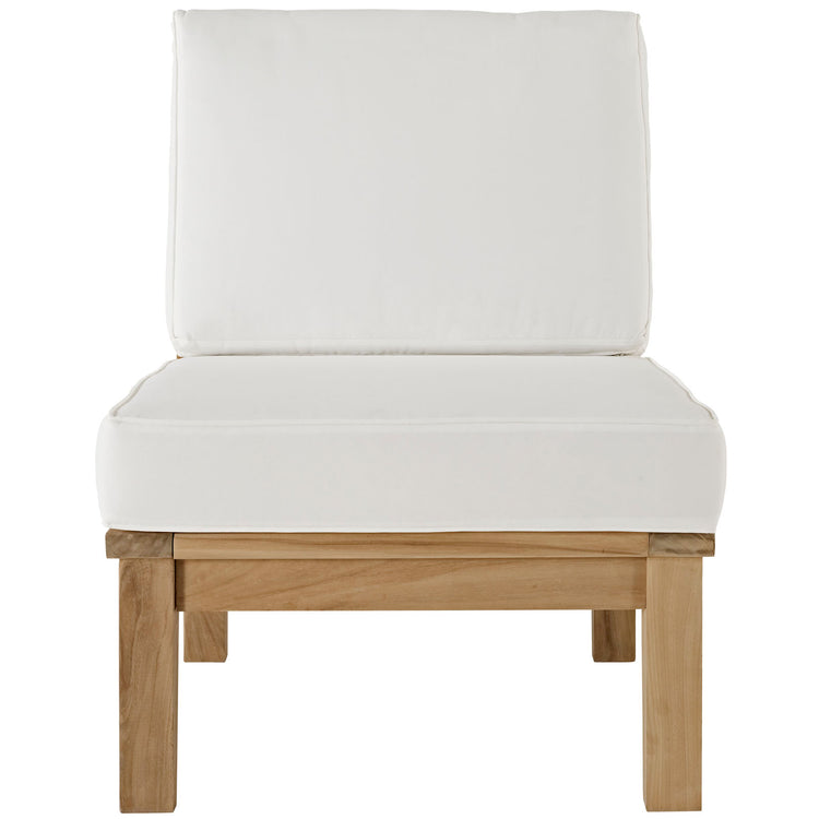 Marina Armless Outdoor Patio Teak Sofa - Natural White