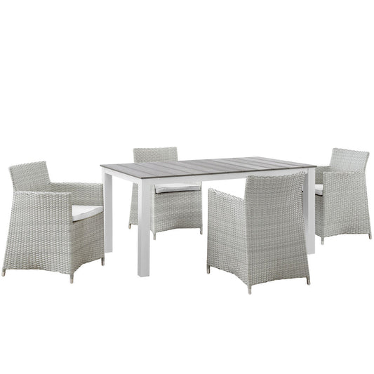 Junction 5 Piece Outdoor Patio Dining Set - Gray White