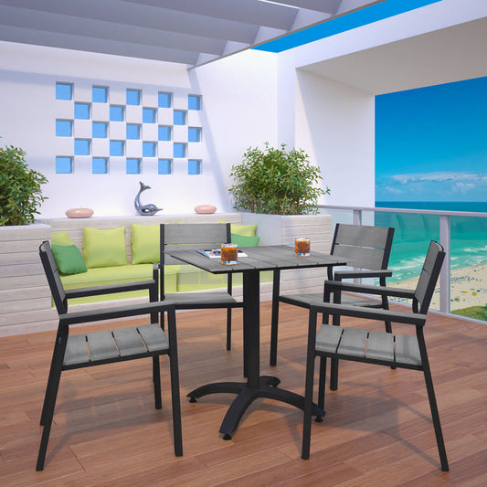 Maine 5 Piece Outdoor Patio Dining Set - Brown Gray