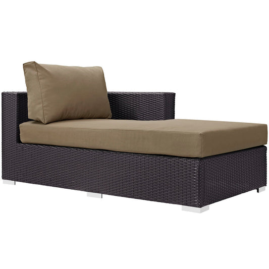 Convene Outdoor Patio Fabric Right Arm Chaise - Espresso Mocha