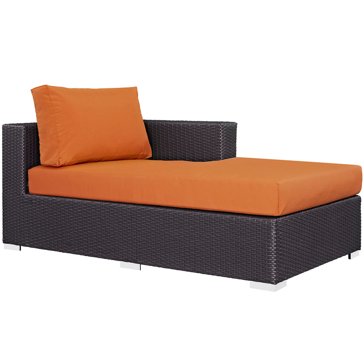Convene Outdoor Patio Fabric Right Arm Chaise - Espresso Orange