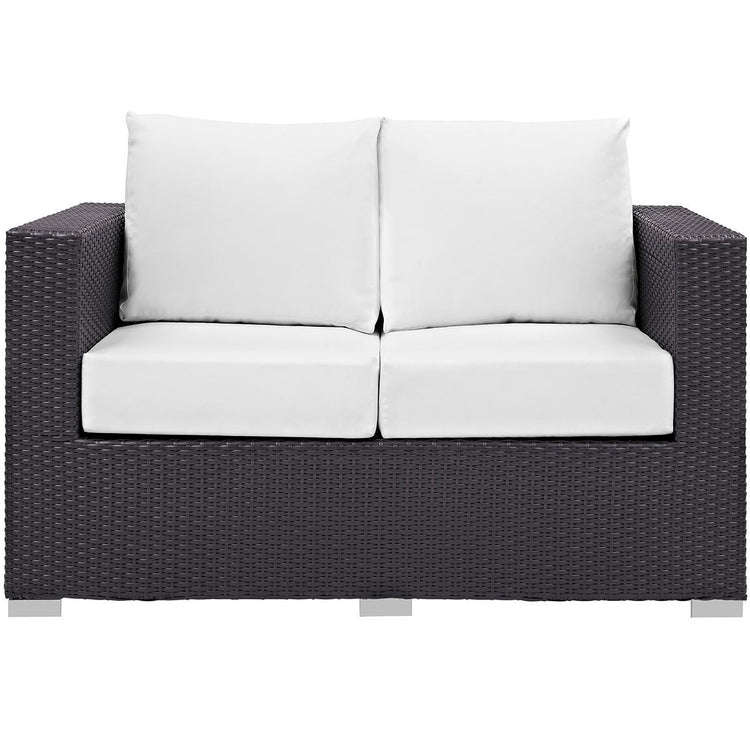 Convene 4 Piece Set Outdoor Patio with Fire Pit - Espresso White