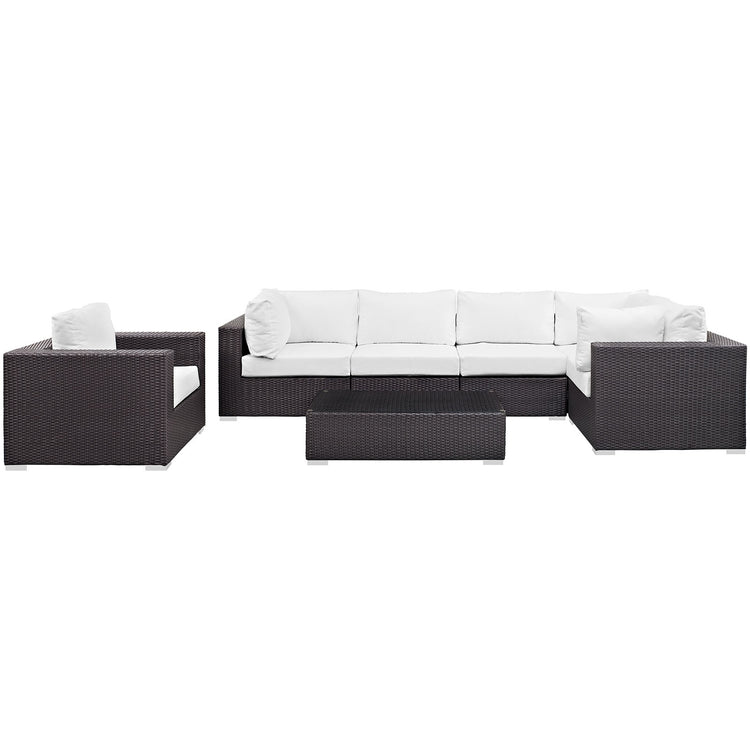 Convene 7 Piece Outdoor Patio Sectional Set - Espresso White