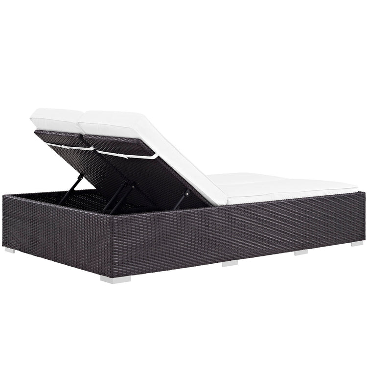 Convene Double Outdoor Patio Chaise - Espresso White
