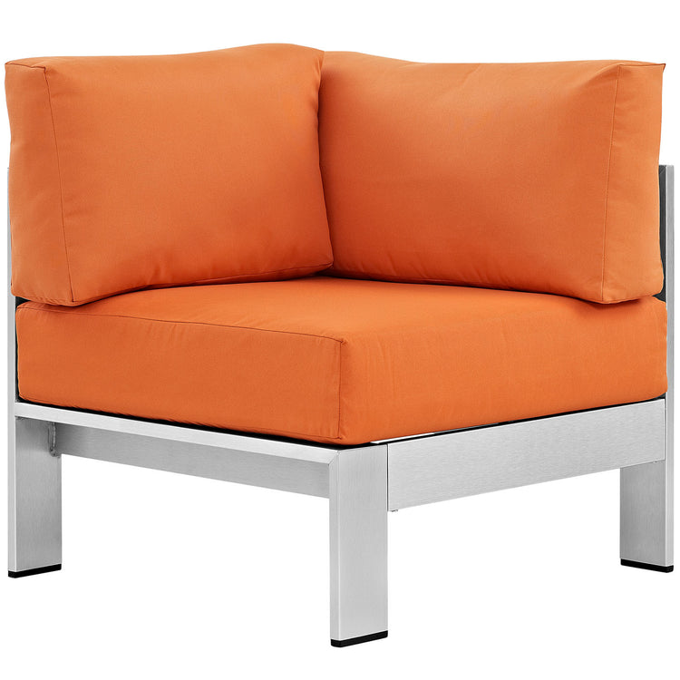 Shore Outdoor Patio Aluminum Corner Sofa - Silver Orange