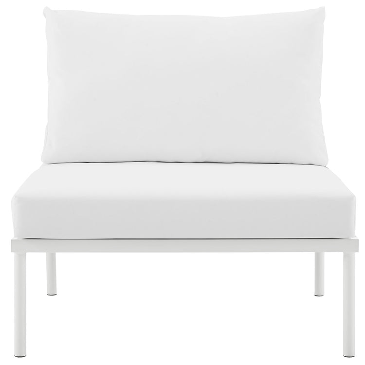 Harmony Armless Outdoor Patio Aluminum Chair - White White