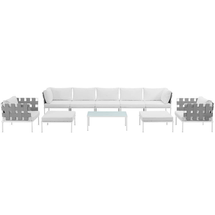 Harmony 10 Piece Outdoor Patio Aluminum Sectional Sofa Set - White White