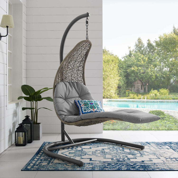 Landscape Hanging Chaise Lounge Outdoor Swing Chair - Light Gray Gray