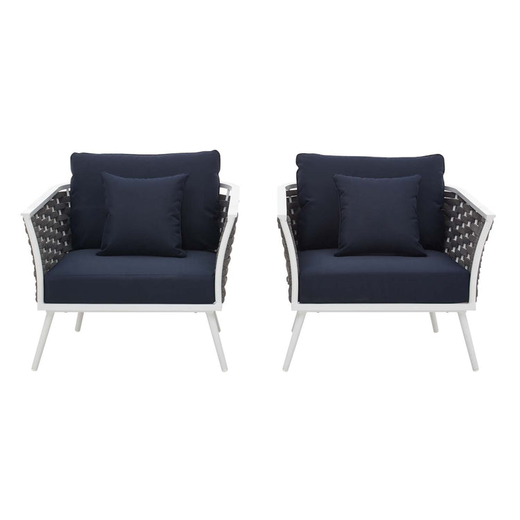 Stance Outdoor Patio Aluminum Armchair Set of 2 - White Navy