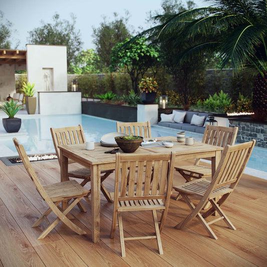 Marina 7 Piece Outdoor Patio Teak Dining Set - Default Title