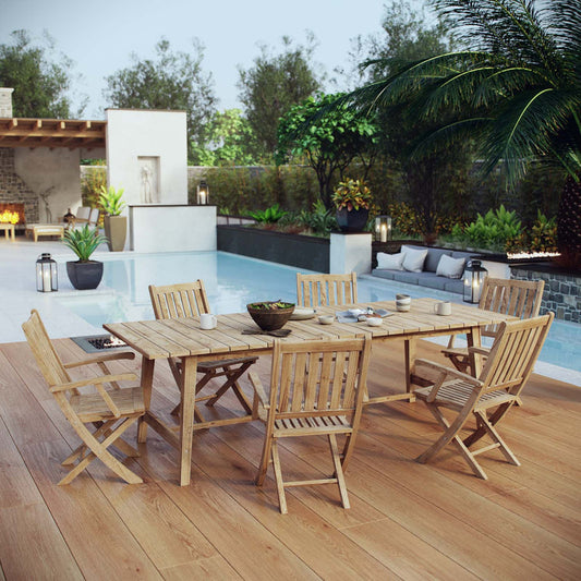 Marina 7 Piece Outdoor Patio Teak Dining Set - Default Title