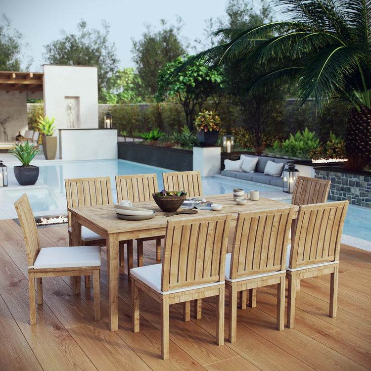 Marina 9 Piece Outdoor Patio Teak Dining Set - Default Title