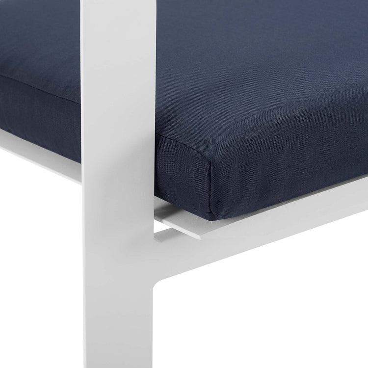 Baxley Stackable Outdoor Patio Aluminum Dining Armchair - White Navy