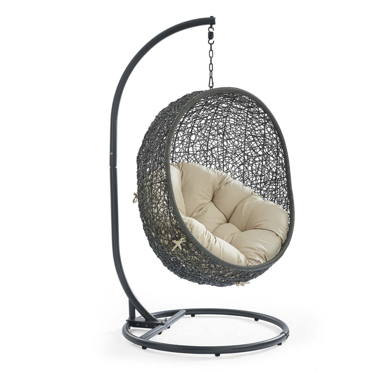 Hide Outdoor Patio Sunbrella® Swing Chair With Stand - Gray Beige