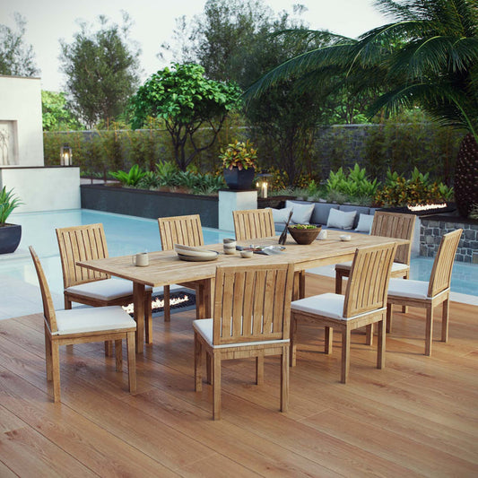 Marina 9 Piece Outdoor Patio Teak Dining Set - Default Title