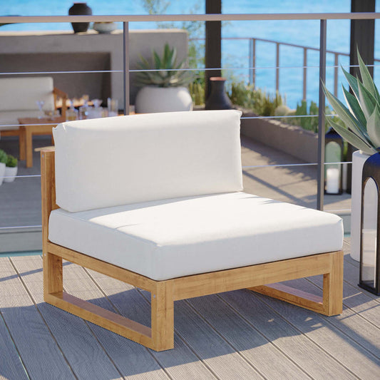 Upland Outdoor Patio Teak Wood Armless Chair - Natural White