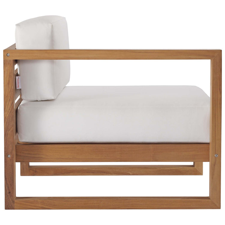 Upland 2-Piece Outdoor Patio Teak Wood Sectional Sofa Loveseat - Natural White