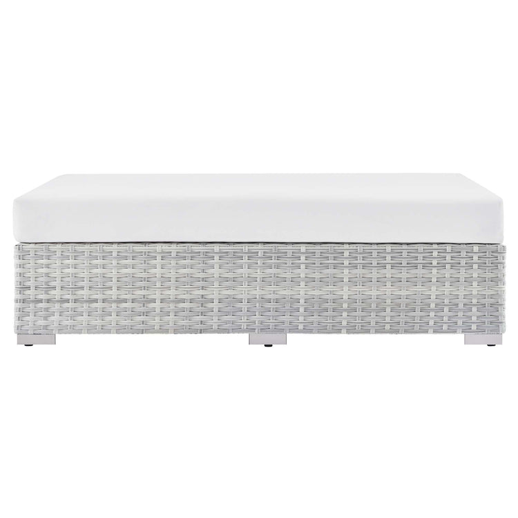 Convene Outdoor Patio Rectangular Ottoman - Light Gray White