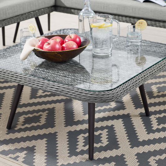 Endeavor Outdoor Patio Wicker Rattan Square Coffee Table - Default Title
