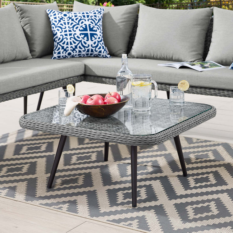 Endeavor Outdoor Patio Wicker Rattan Square Coffee Table - Default Title