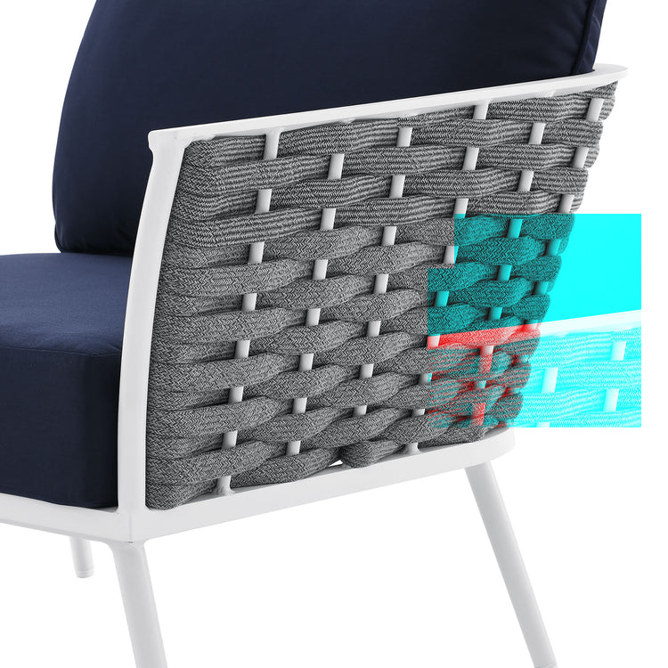 Stance Outdoor Patio Aluminum Right-Facing Armchair - White Navy
