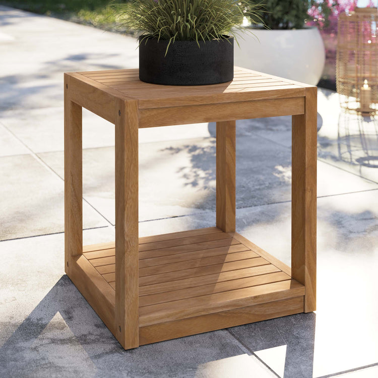 Carlsbad Teak Wood Outdoor Patio Side Table - Default Title