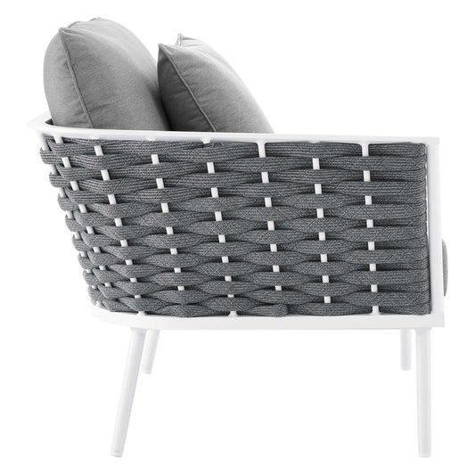 Stance 4 Piece Outdoor Patio Aluminum Sectional Sofa Set - White Gray