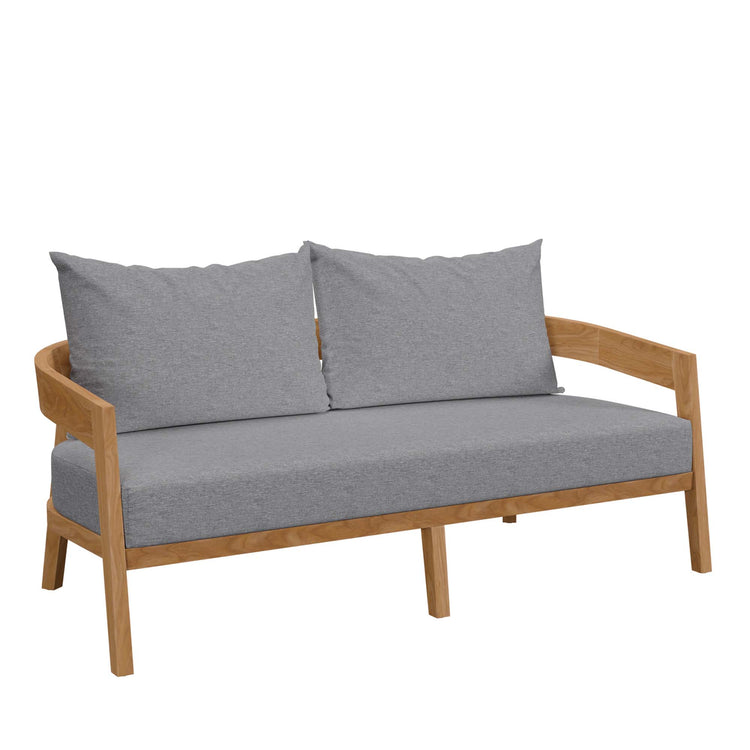 Brisbane 3-Piece Teak Wood Outdoor Patio Set - Natural Gray