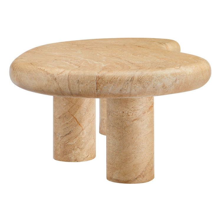 Elowen Indoor - Outdoor Textured Faux Travertine Coffee Table - Travertine