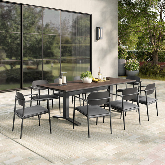 Aeris 9-Piece Outdoor Patio Aluminum Dining Set - Charcoal