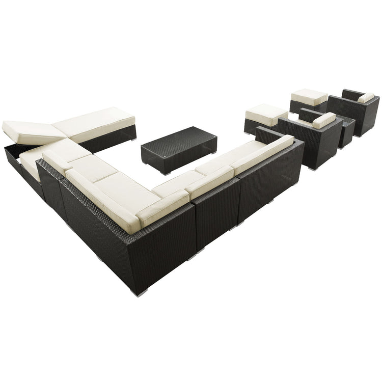 Fusion 12 Piece Outdoor Patio Sectional Set - Espresso White