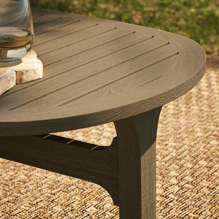 Saratoga Oval Outdoor Patio Teak Wood Coffee Table - Default Title
