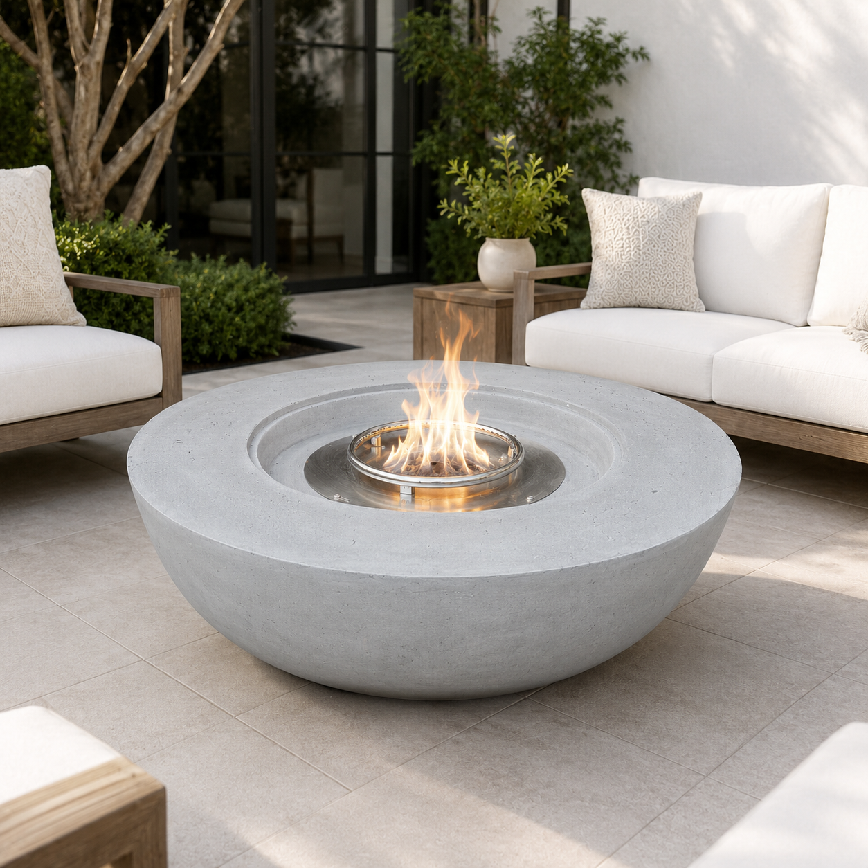JRC42 Round Gray 90k BTU JRC Concrete Fire Pit | Jr's Patio San Diego