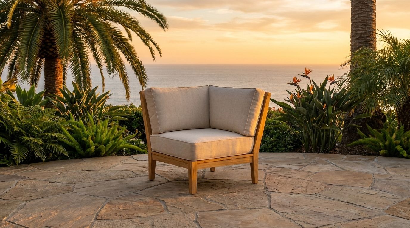 Mila Teak Corner Sectional Chair lifestyle