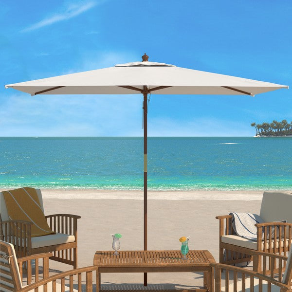 Aklin 6.5 Ft X 10 Ft Rectangle Wooden Pulley Market Umbrella (no Tilt)