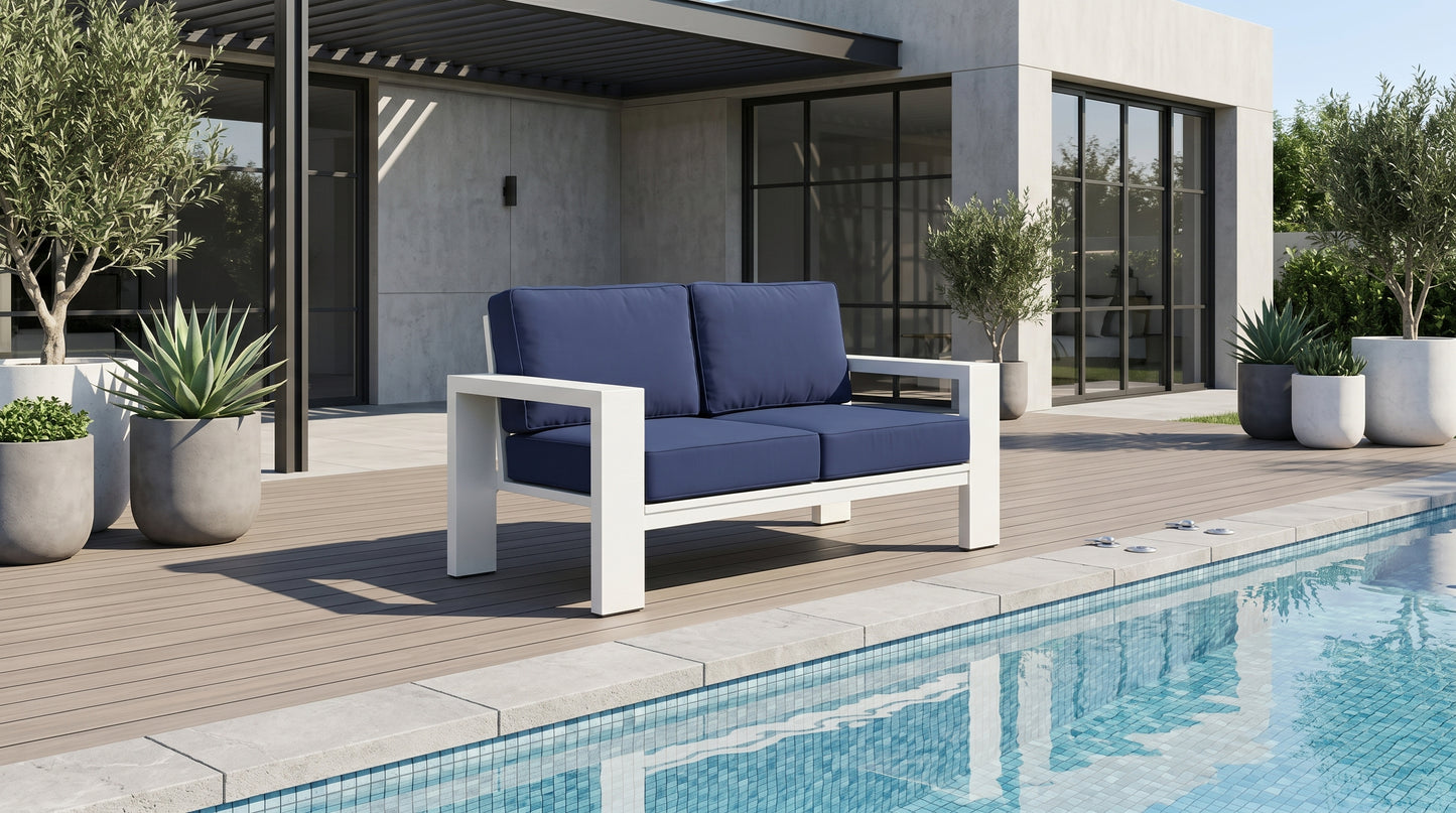 Kai Aluminum Loveseat Beige lifestyle