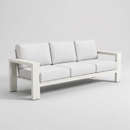 Kai Aluminum Sofa – Beige in Olefin White | Jr's Patio San Diego