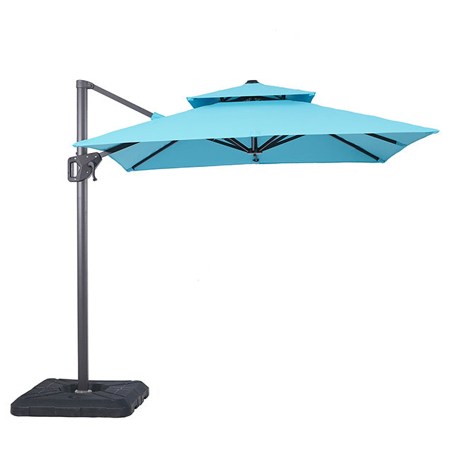 Fida 8 Ft Square Umbrella W/ Double Top + 37" Large Base - JRS Patio