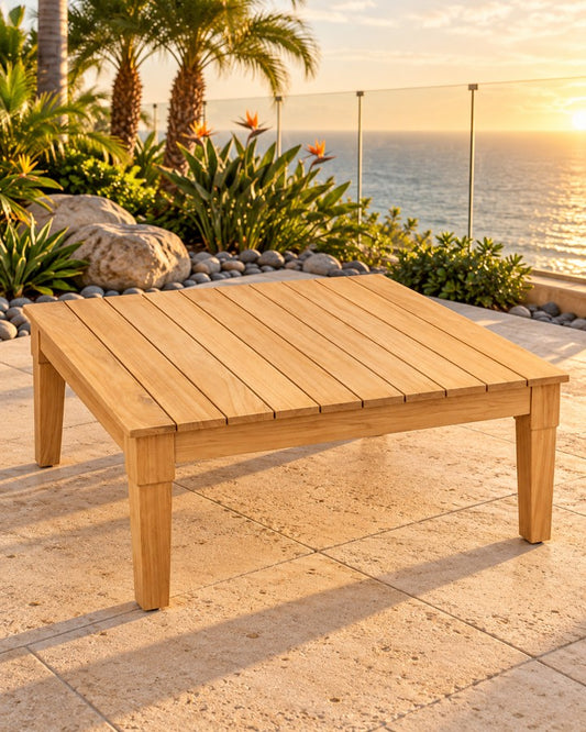 Mila Teak Coffee Table – 40 x 40 - Lifestyle - Jrs Patio San Diego