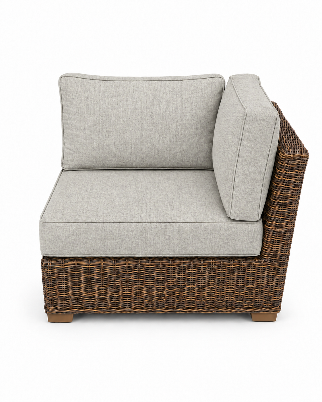Seacoast Wicker Corner Chair in brown wicker, Canvas Granite (5402)