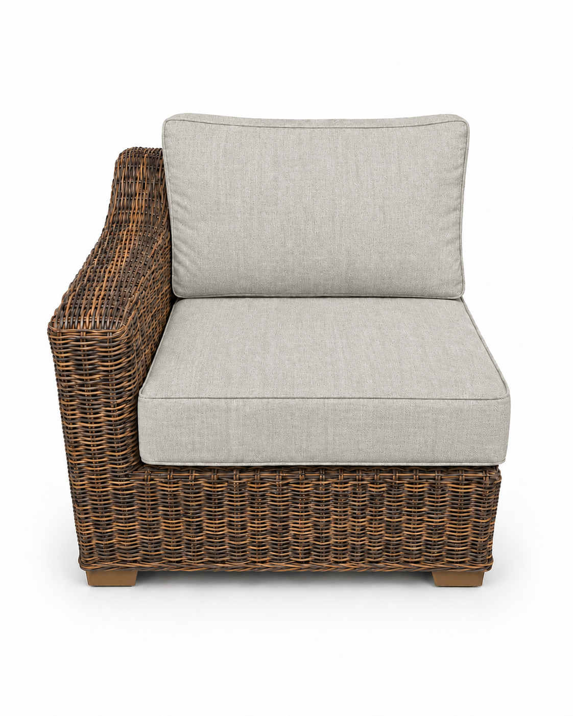 Seacoast Wicker Right-Arm Chair in brown wicker, Canvas Granite (5402)