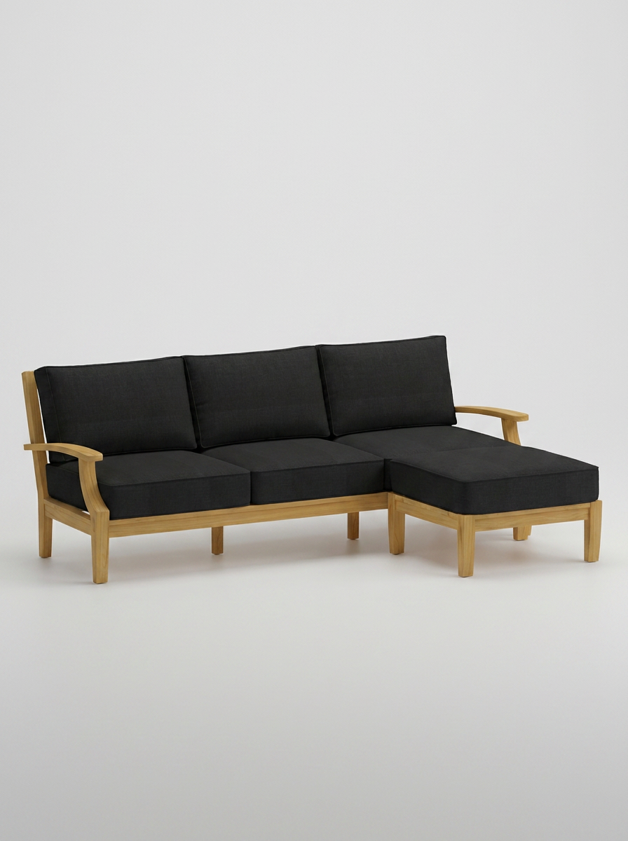 02A Mila Sofa Ottoman - Canvas Black - Jrs Patio San Diego