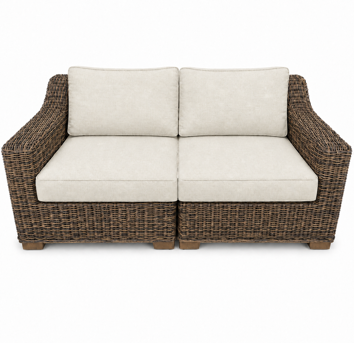 Seacoast – Outdoor Loveseat in brown wicker, Canvas Canvas (5453)