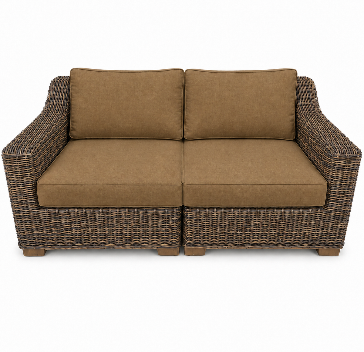 Seacoast – Outdoor Loveseat in brown wicker, Canvas Teak (5488)