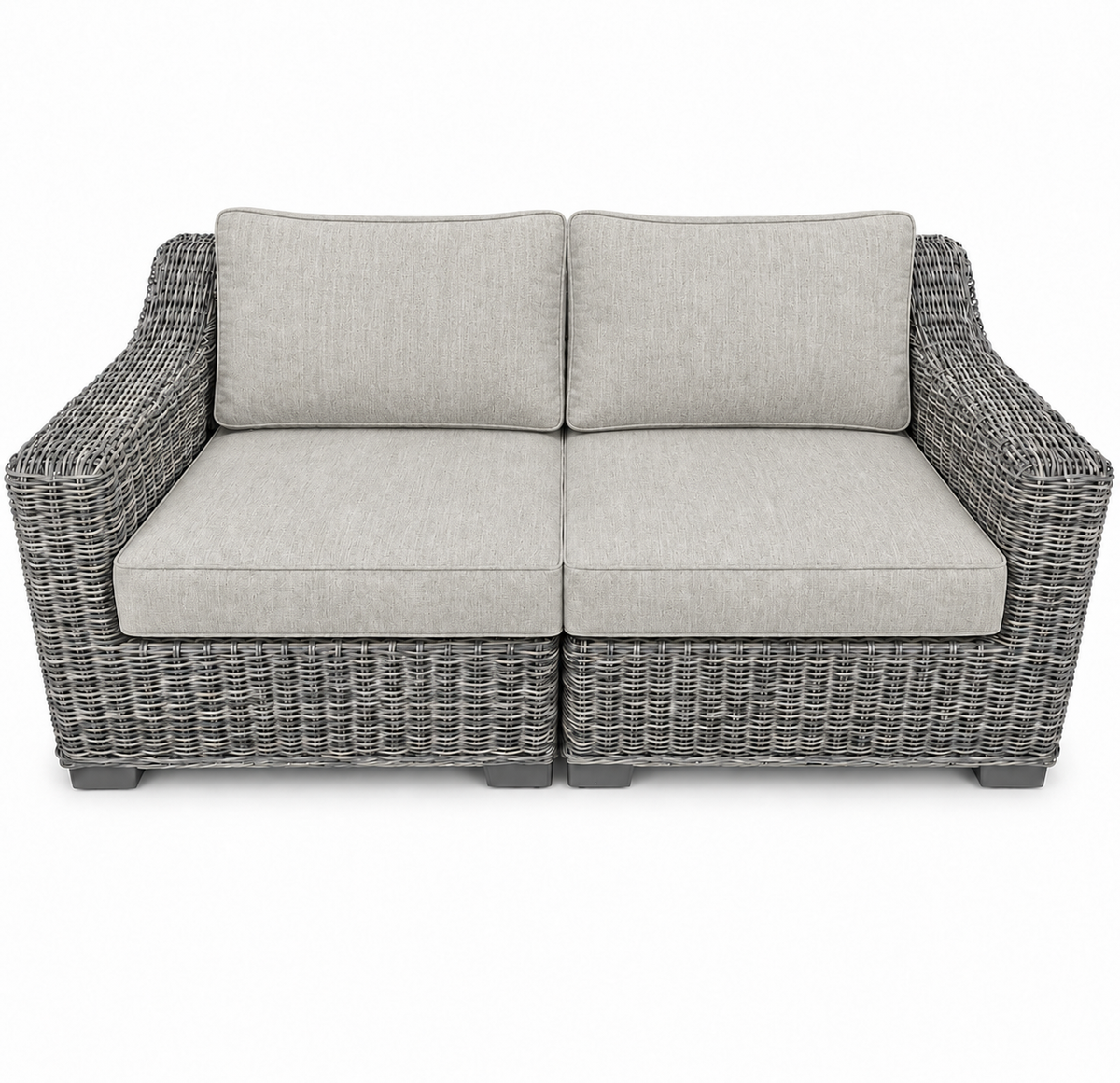 Seacoast – Outdoor Loveseat in gray wicker, Canvas Granite (5402)