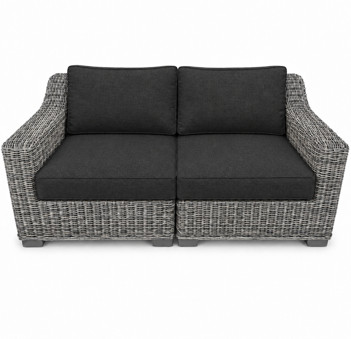 Seacoast – Outdoor Loveseat in gray wicker, Canvas Black (5408)