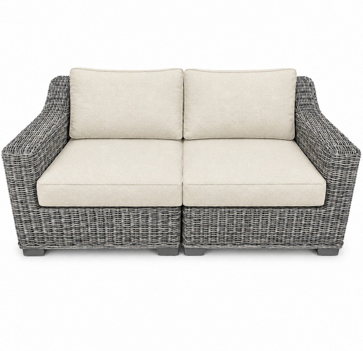 Seacoast – Outdoor Loveseat in gray wicker, Canvas Canvas (5453)